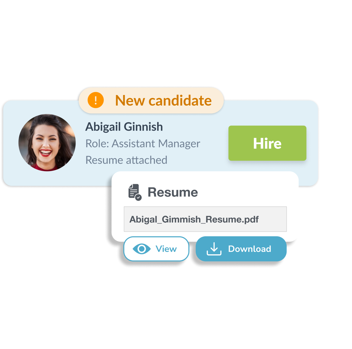 Tanda illustration showing a new candidate and attached resume